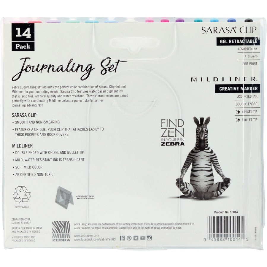 zebra-journaling-set-mildliner-&-sarasa-clip-gel-pen-and-highlighter-set-1-mm-pen-point-size-bullet-chisel-marker-point-style-multi-gel-based-ink-14-pack_zeb10014 - 8