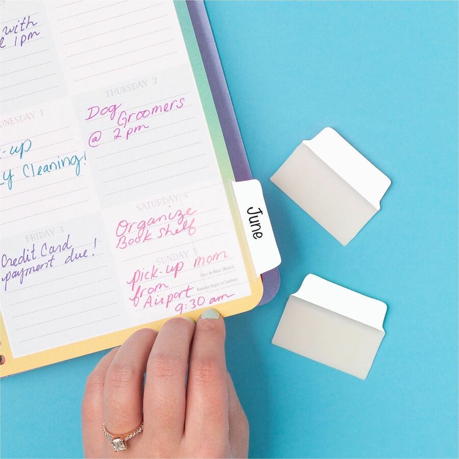 Avery Ultra Tabs Repositionable Multi-Use Tabs - 24 Tab(s) - 8 Tab(s)/Set - Clear Film, White Paper Tab(s) - 3
