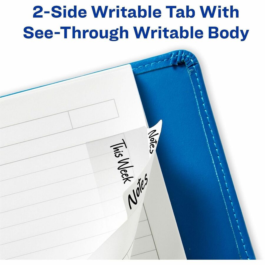 Avery Ultra Tabs Repositionable Multi-Use Tabs - 24 Tab(s) - 8 Tab(s)/Set - Clear Film, White Paper Tab(s) - 3