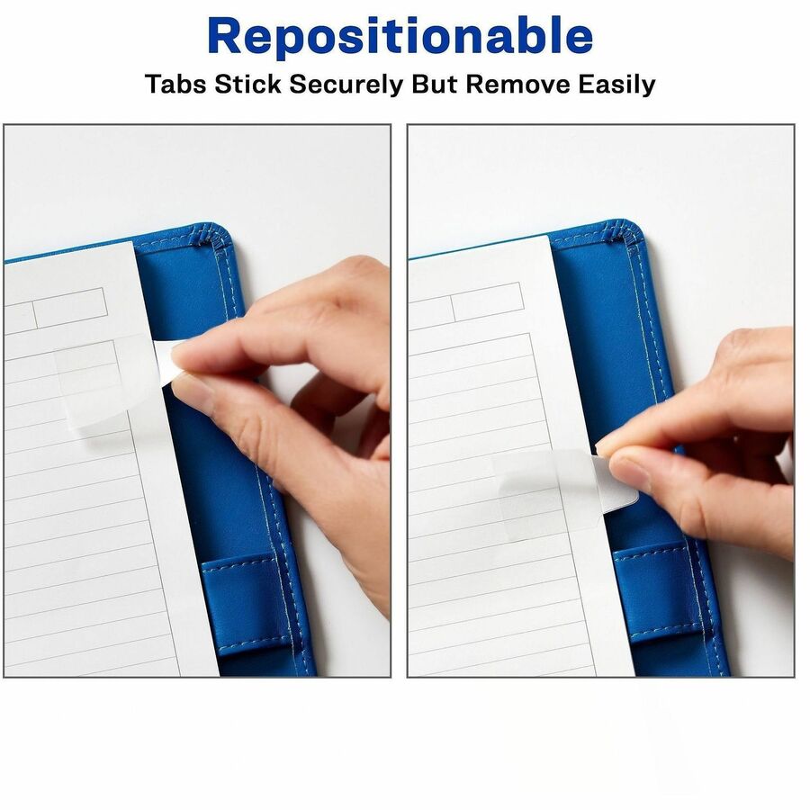 Avery Ultra Tabs Repositionable Mini Tabs - 40 Tab(s) - 10 Tab(s)/Set - Clear Film, White Paper Tab(s) - 4