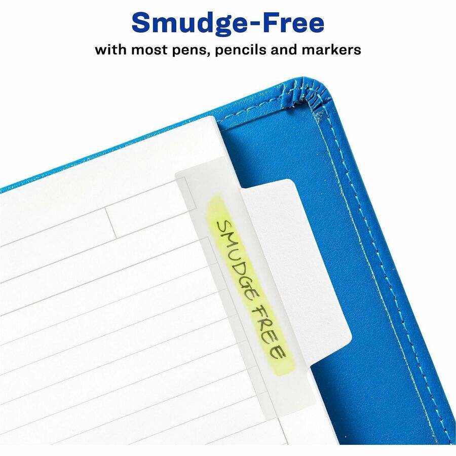 Avery Ultra Tabs Repositionable Margin Tabs - 24 Tab(s) - 6 Tab(s)/Set - Clear Film, White Paper Tab(s) - 4