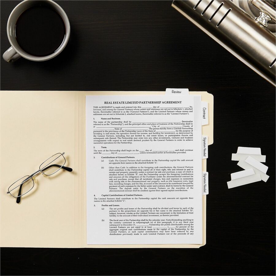 Avery Ultra Tabs Repositionable Margin Tabs - 24 Tab(s) - 6 Tab(s)/Set - Clear Film, White Paper Tab(s) - 4
