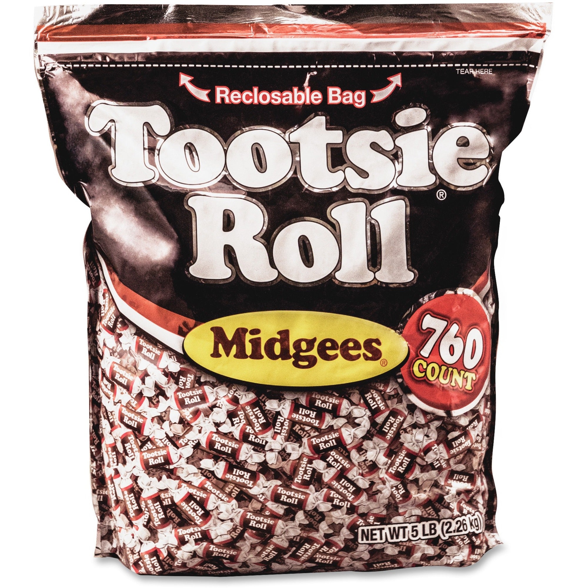 tootsie-roll-midgees-candy-assorted-individually-wrapped-resealable-container-5-lb-1-bag-760-per-bag_too884580 - 1