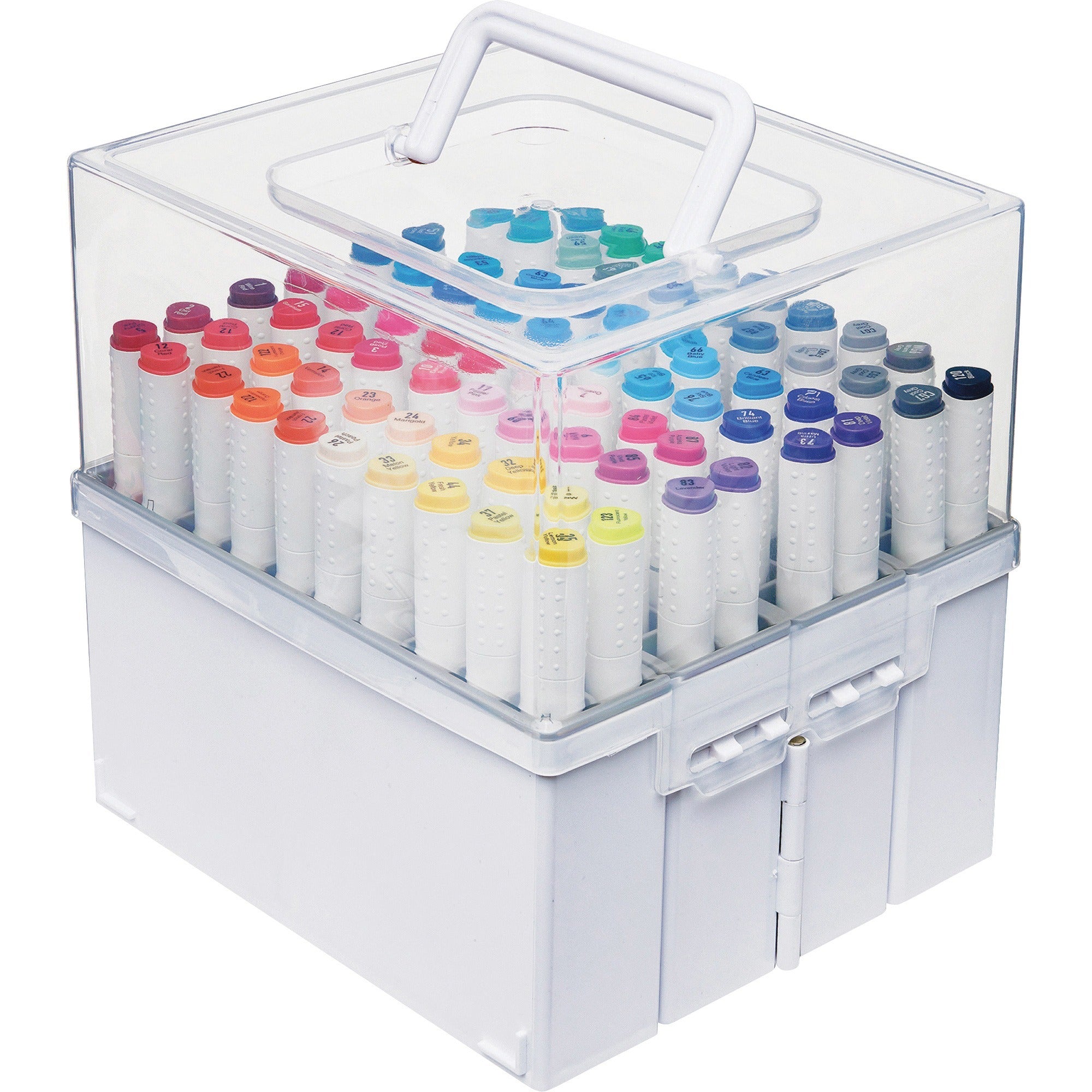 deflecto-expandable-marker-accordion-organizer-external-dimensions-86-width-x-75-depth-x-85-height-snap-in-lid-closure-clear-white-for-pen-marker-1-each_def29133cr - 1