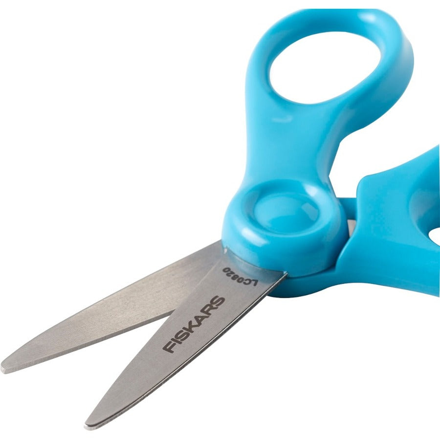 Fiskars 5" Pointed-tip Kids Scissors - 5" Overall LengthSafety Edge Blade - Pointed Tip - Turquoise - 1 Each