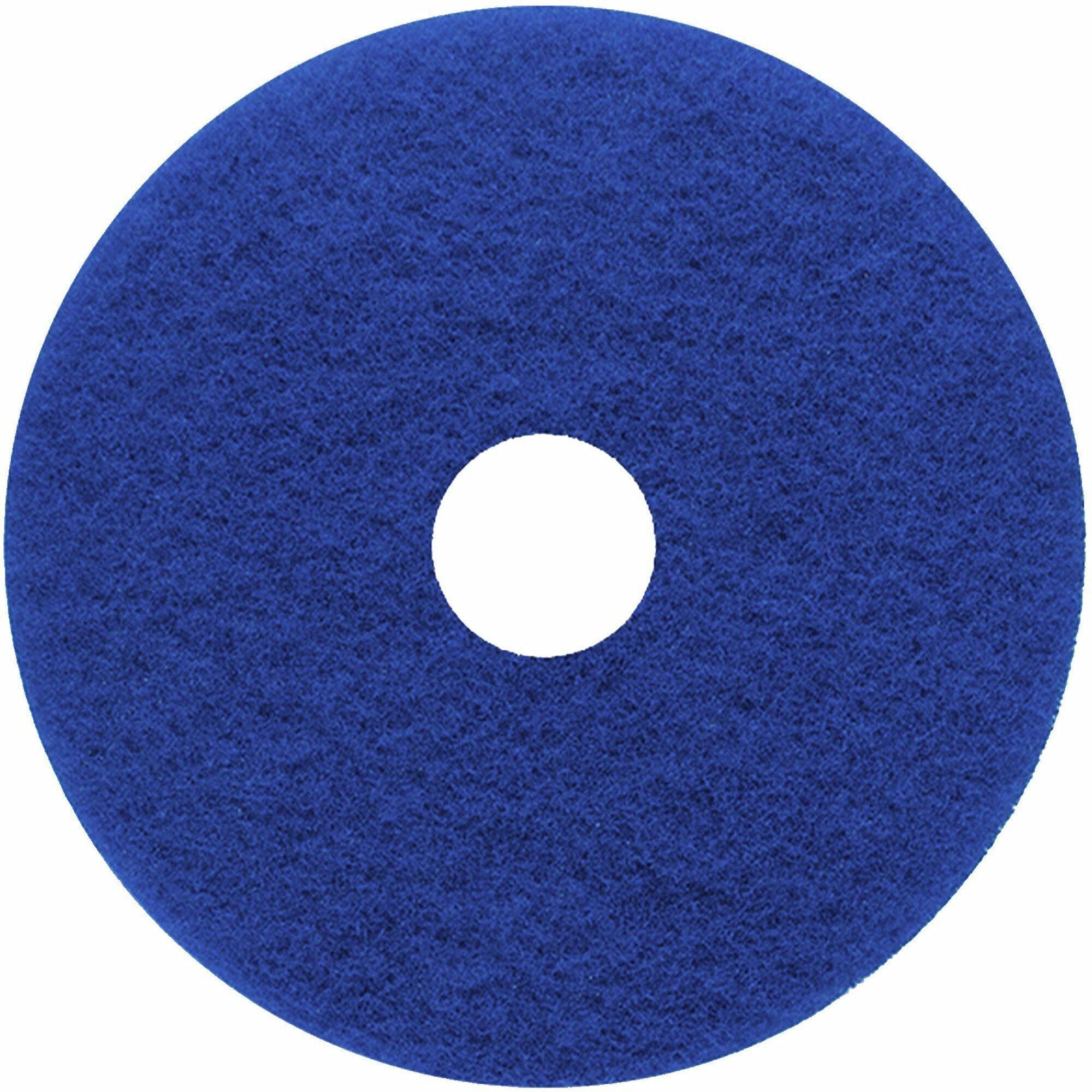 Genuine Joe Floor Cleaner Pad - 5/Carton - Round x 17" Diameter - Cleaning, Scrubbing - 350 rpm to 800 rpm Speed Supported - Resilient, Flexible - White