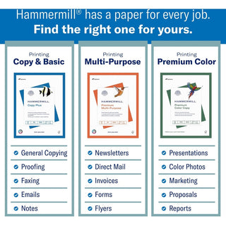 Hammermill Copy Plus Paper - White - 92 Brightness - Letter - 8 1/2" x 11" - 20 lb Basis Weight - 10 / Carton - Acid-free, Quick Drying - White