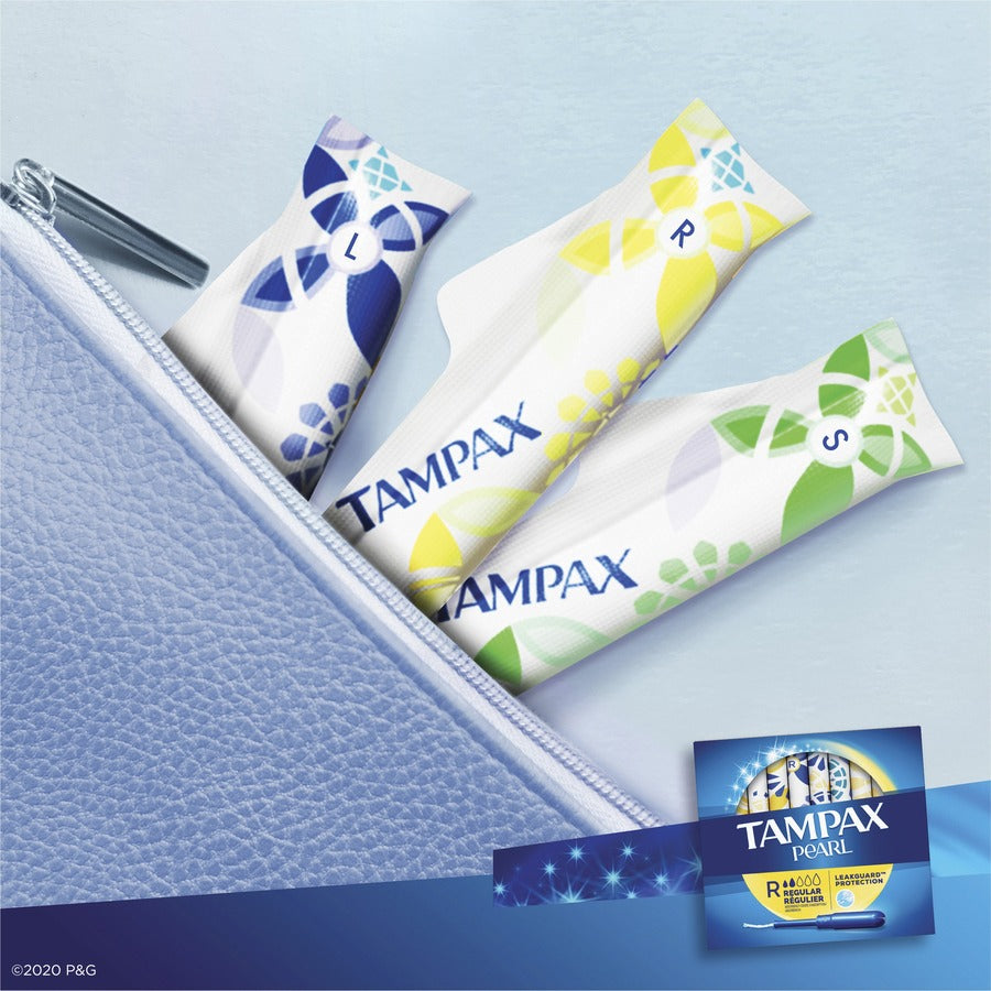 Tampax Pearl Regular Tampons - Plastic Applicator - 36/Box - 12 / Carton - Anti-leak, Comfortable, Unscented