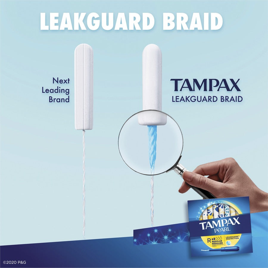 Tampax Pearl Regular Tampons - Plastic Applicator - 36/Box - 12 / Carton - Anti-leak, Comfortable, Unscented