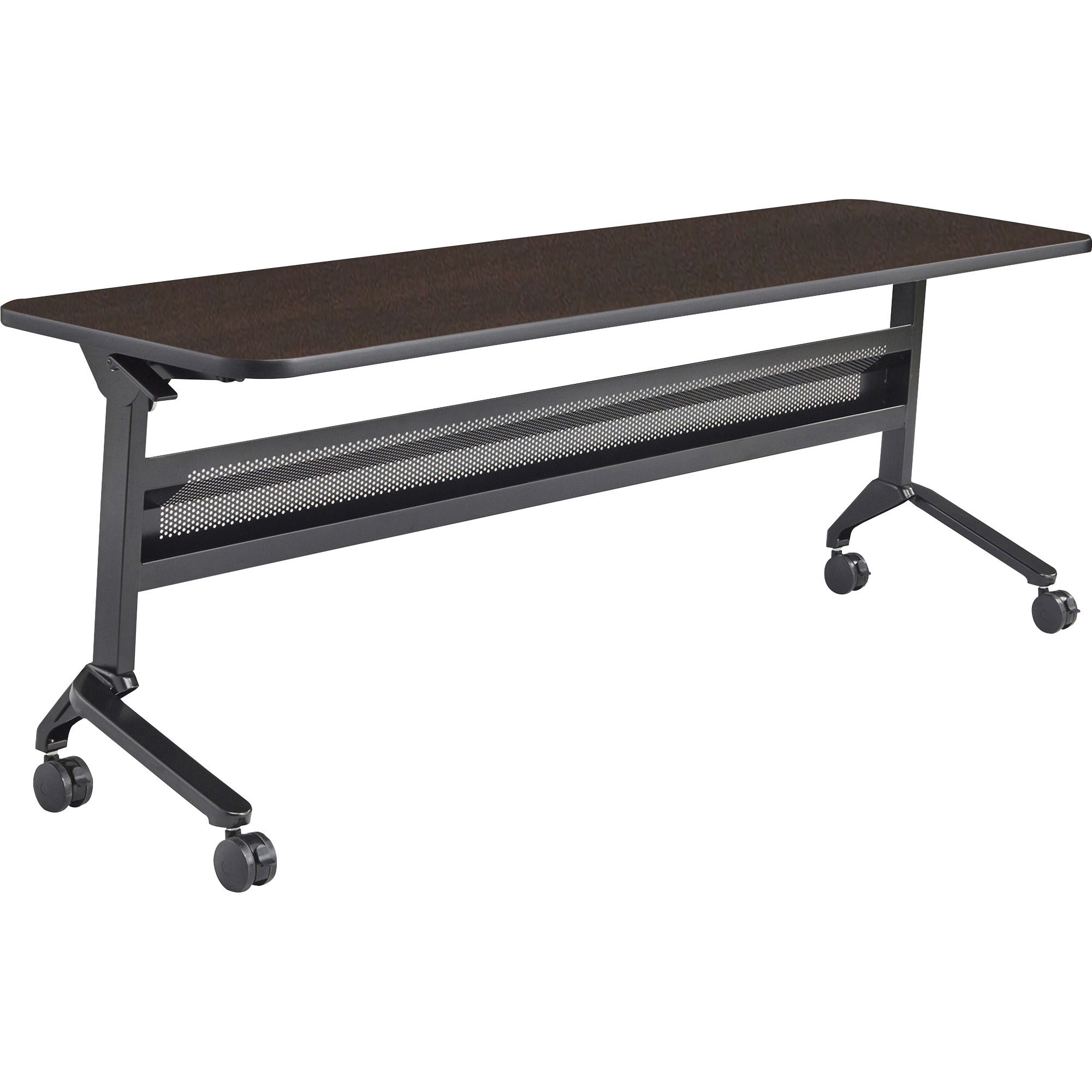 Safco Flip-N-Go Rectangular Training Table - For - Table TopMocha Rectangle Top - Black Base - 150 lb Capacity x 72" Table Top Width x 24" Table Top Depth x 1.20" Table Top Thickness - 29" Height - Assembly Required - Low Pressure Laminate (LPL) Top