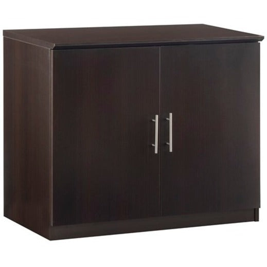 Safco Medina Mocha Laminate Office Unit - 1" Work Surface, 36" x 20"29.5" Return, 0" Table Top, 17.8"1" x 26.3" Door - 2 Door(s) - 1 Adjustable Shelf(ves) - Beveled Edge - Material: Medium Density Fiberboard (MDF) - Finish: Mocha Laminate - Durable -