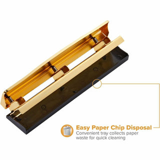 Bostitch 3-hole Punch - 3 Punch Head(s) - 12 Sheet - 9/32" Punch Size - Metal, Rubber - 2.5" x 10.6" - Yellow, Gold