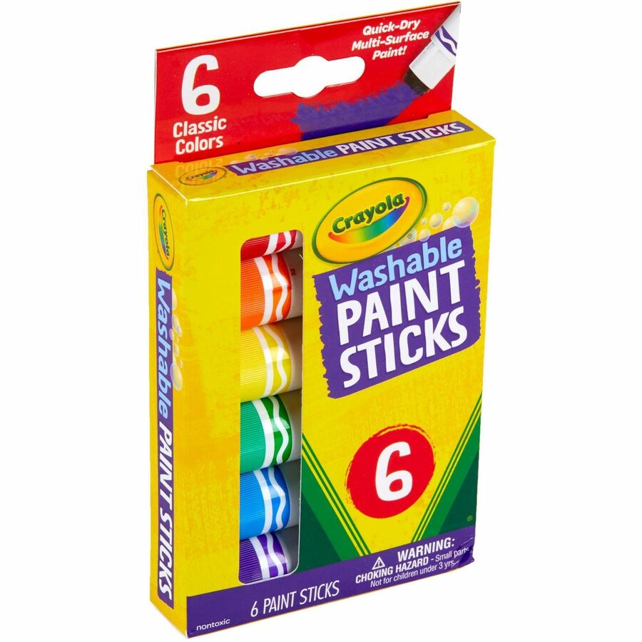 Crayola Washable Paint Sticks - 6 / Pack - Red, Orange, Yellow, Blue, Green, Purple