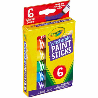Crayola Washable Paint Sticks - 6 / Pack - Red, Orange, Yellow, Blue, Green, Purple
