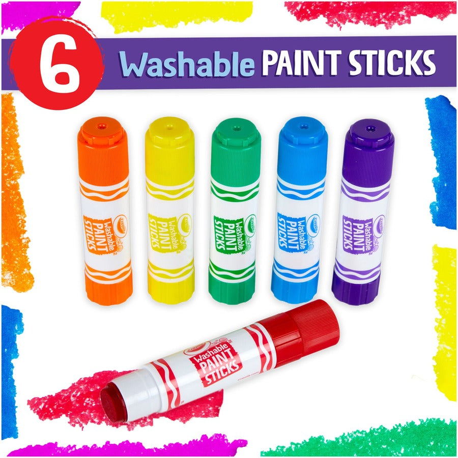 Crayola Washable Paint Sticks - 6 / Pack - Red, Orange, Yellow, Blue, Green, Purple