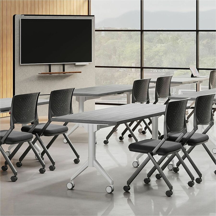 Lorell Spry Nesting Training Table Base - White Folding Base - 2 Legs - 29.50" Height - Assembly Required - Cold-rolled Steel (CRS) - 1 Each
