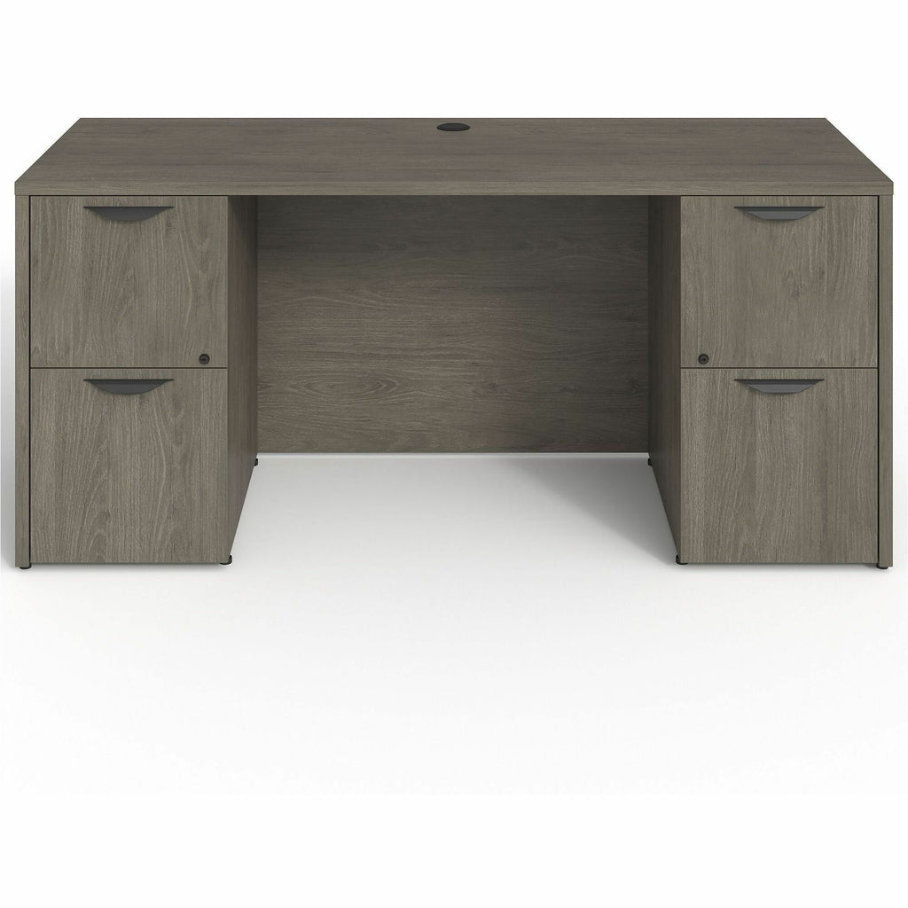 Lorell Prominence 2.0 Double-Pedestal Credenza - 66" x 24"29" , 1" Top, 0.1" Edge - 2 x File Drawer(s) - Double Pedestal on Left/Right Side - Band Edge - Material: Particleboard - Finish: Thermofused Melamine (TFM)