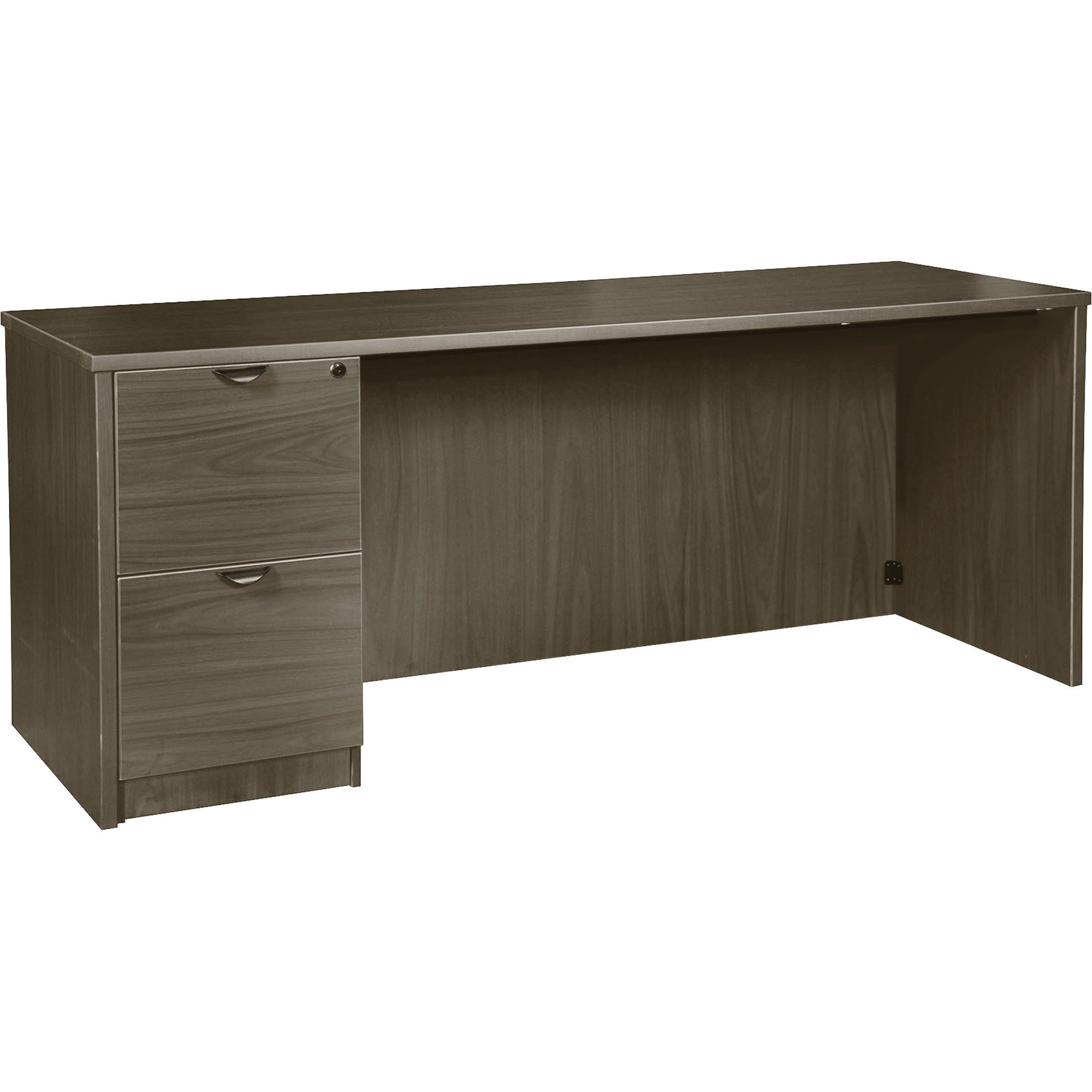 Lorell Prominence 2.0 Left-Pedestal Credenza - 66" x 24"29" , 1" Top, 0.1" Edge - 2 x File Drawer(s) - Single Pedestal on Left Side - Band Edge - Material: Particleboard - Finish: Thermofused Melamine (TFM)