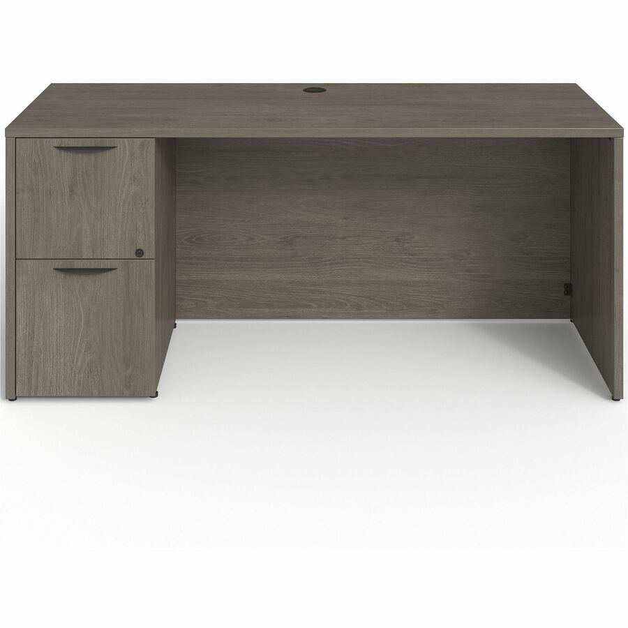 Lorell Prominence 2.0 Left-Pedestal Credenza - 66" x 24"29" , 1" Top, 0.1" Edge - 2 x File Drawer(s) - Single Pedestal on Left Side - Band Edge - Material: Particleboard - Finish: Thermofused Melamine (TFM)