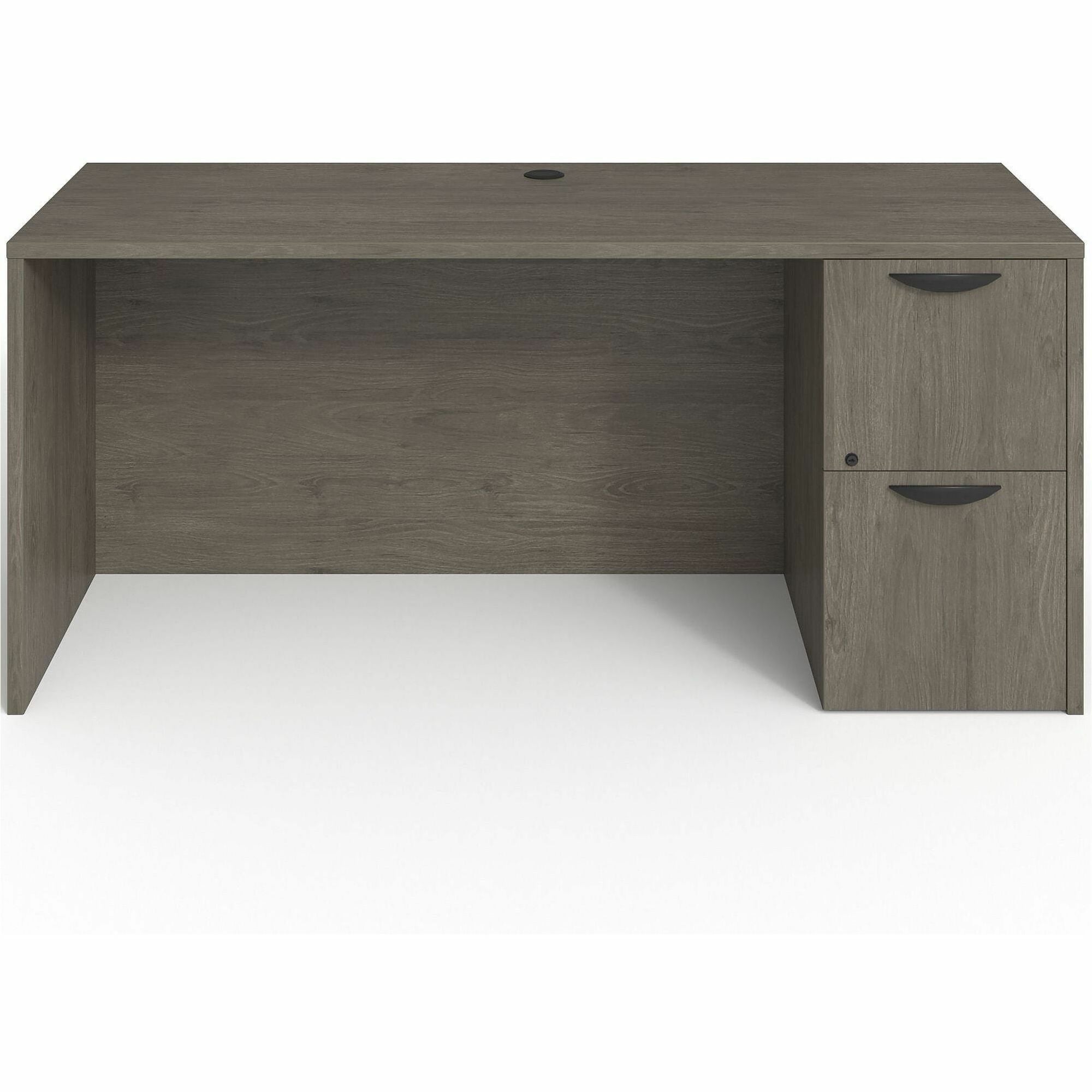 Lorell Prominence 2.0 Right-Pedestal Credenza - 66" x 24"29" , 1" Top, 0.1" Edge - 2 x File Drawer(s) - Single Pedestal on Right Side - Band Edge - Material: Particleboard - Finish: Thermofused Melamine (TFM)