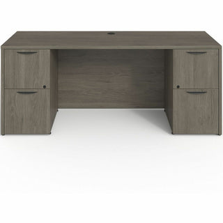 Lorell Prominence 2.0 Double-Pedestal Credenza - 72" x 24"29" , 1" Top, 0.1" Edge - 2 x File Drawer(s) - Double Pedestal on Left/Right Side - Band Edge - Material: Particleboard - Finish: Thermofused Melamine (TFM)