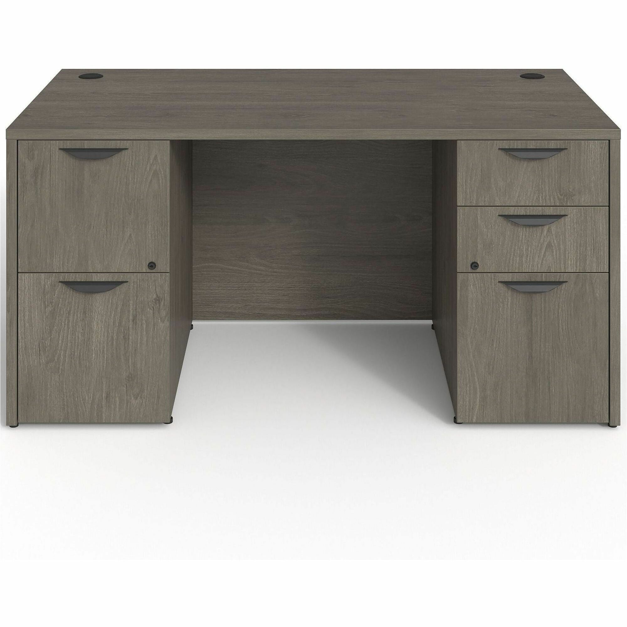 Lorell Prominence 2.0 Double-Pedestal Desk - 60" x 30"29" , 1" Top, 0.1" Edge - 5 x File, Box Drawer(s) - Double Pedestal on Left/Right Side - Band Edge - Material: Particleboard - Finish: Thermofused Melamine (TFM)
