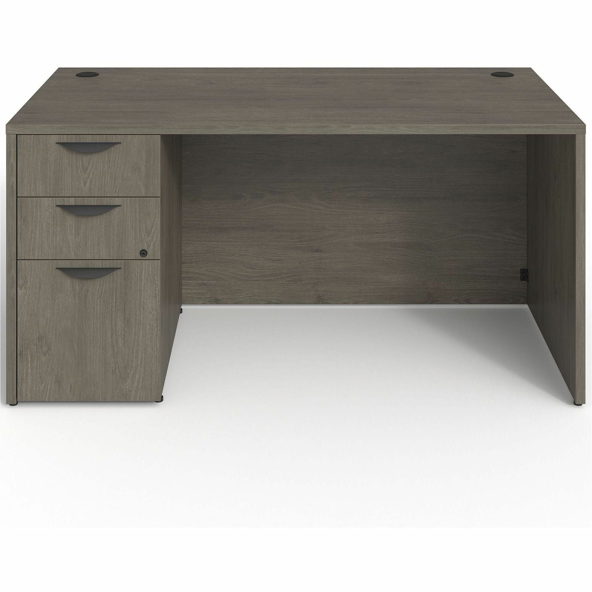 Lorell Prominence 2.0 Left-Pedestal Desk - 60" x 30"29" , 1" Top, 0.1" Edge - 3 x File, Box Drawer(s) - Single Pedestal on Left Side - Band Edge - Material: Particleboard - Finish: Thermofused Melamine (TFM)