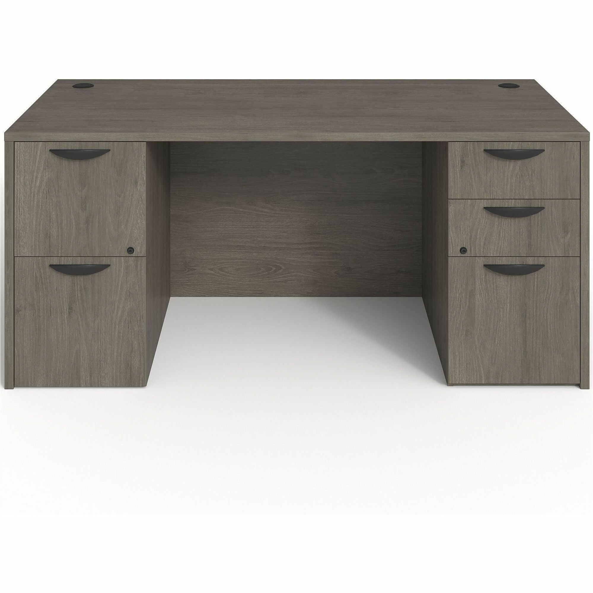 Lorell Prominence 2.0 Double-Pedestal Desk - 66" x 30"29" , 1" Top, 0.1" Edge - 5 x File, Box Drawer(s) - Double Pedestal on Left/Right Side - Band Edge - Material: Particleboard - Finish: Thermofused Melamine (TFM)