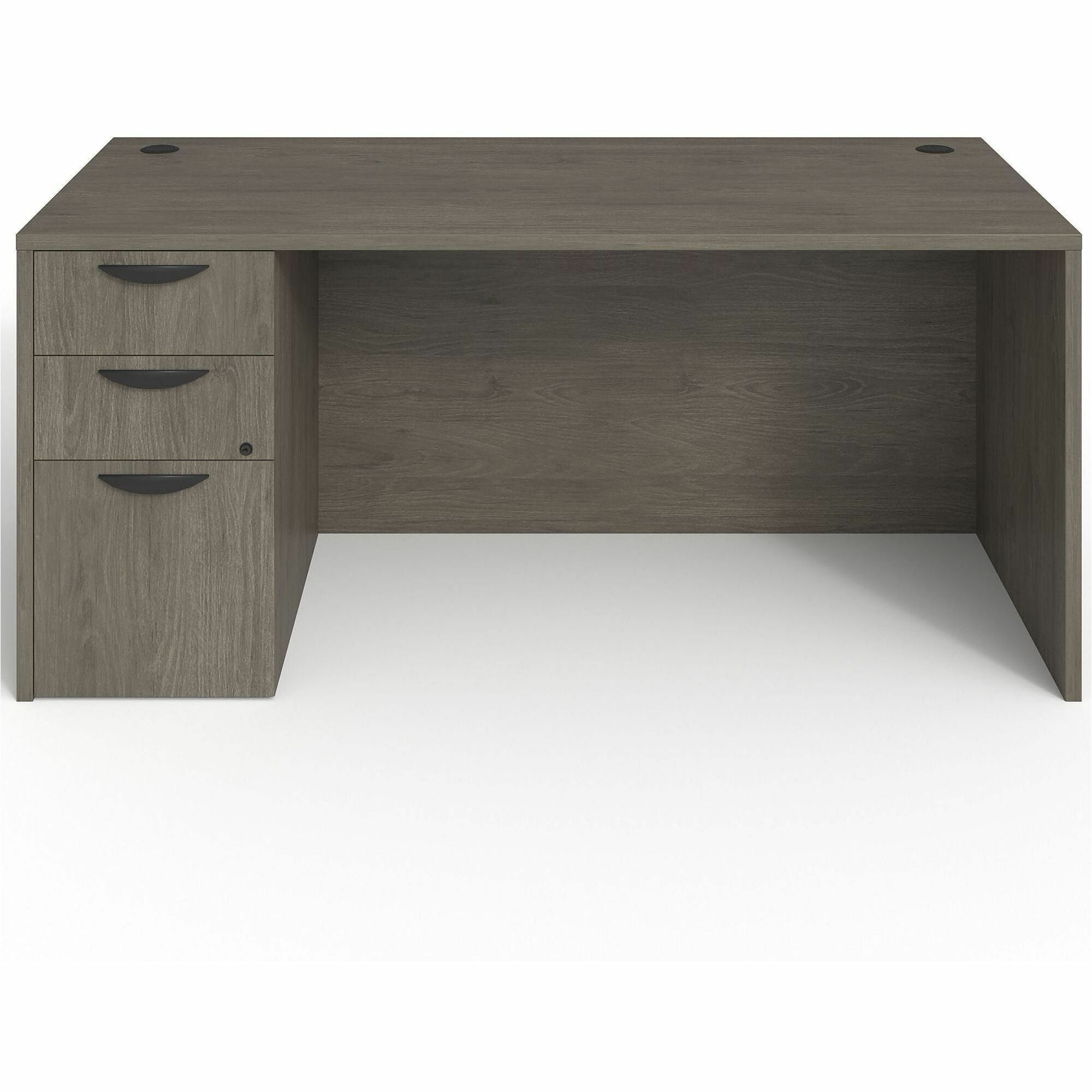 Lorell Prominence 2.0 Left-Pedestal Desk - 66" x 30"29" , 1" Top, 0.1" Edge - 3 x File, Box Drawer(s) - Single Pedestal on Left Side - Band Edge - Material: Particleboard - Finish: Thermofused Melamine (TFM)