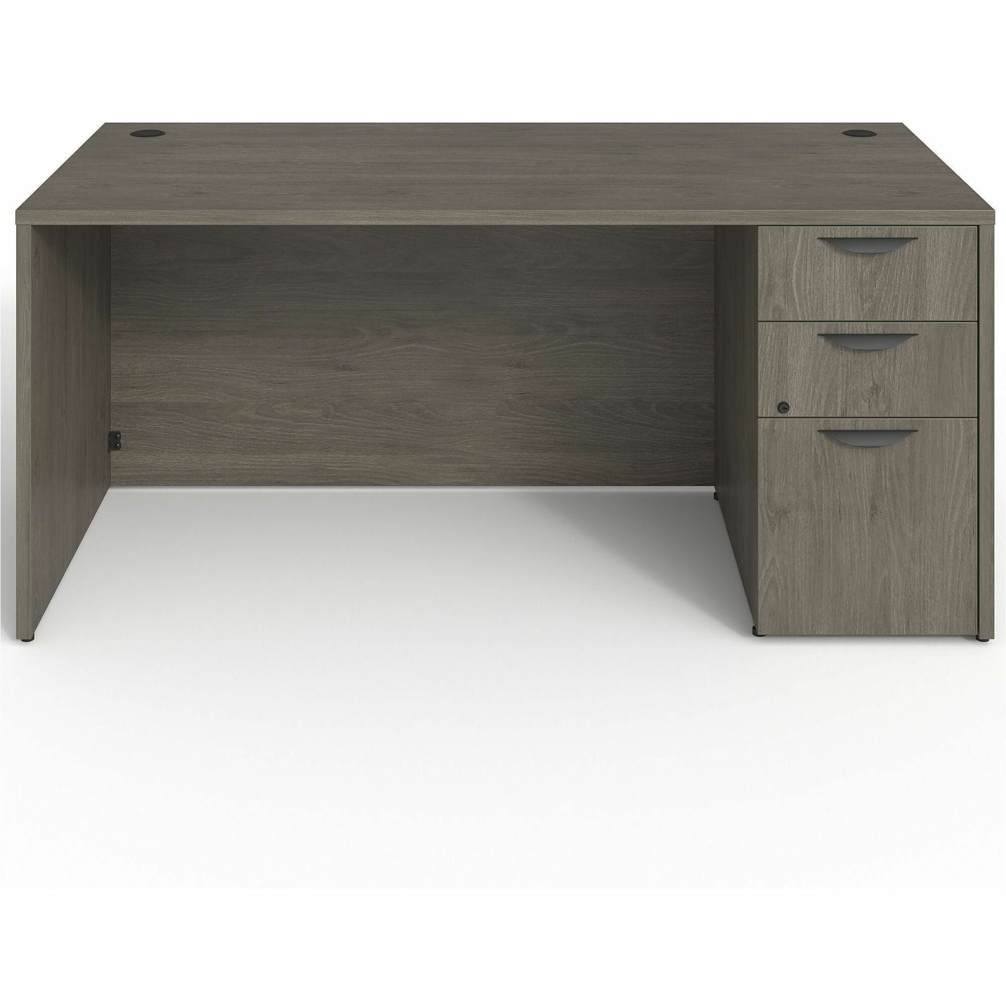 Lorell Prominence 2.0 Right-Pedestal Desk - 66" x 30"29" , 1" Top, 0.1" Edge - 3 x File, Box Drawer(s) - Single Pedestal on Right Side - Band Edge - Material: Particleboard - Finish: Thermofused Melamine (TFM)