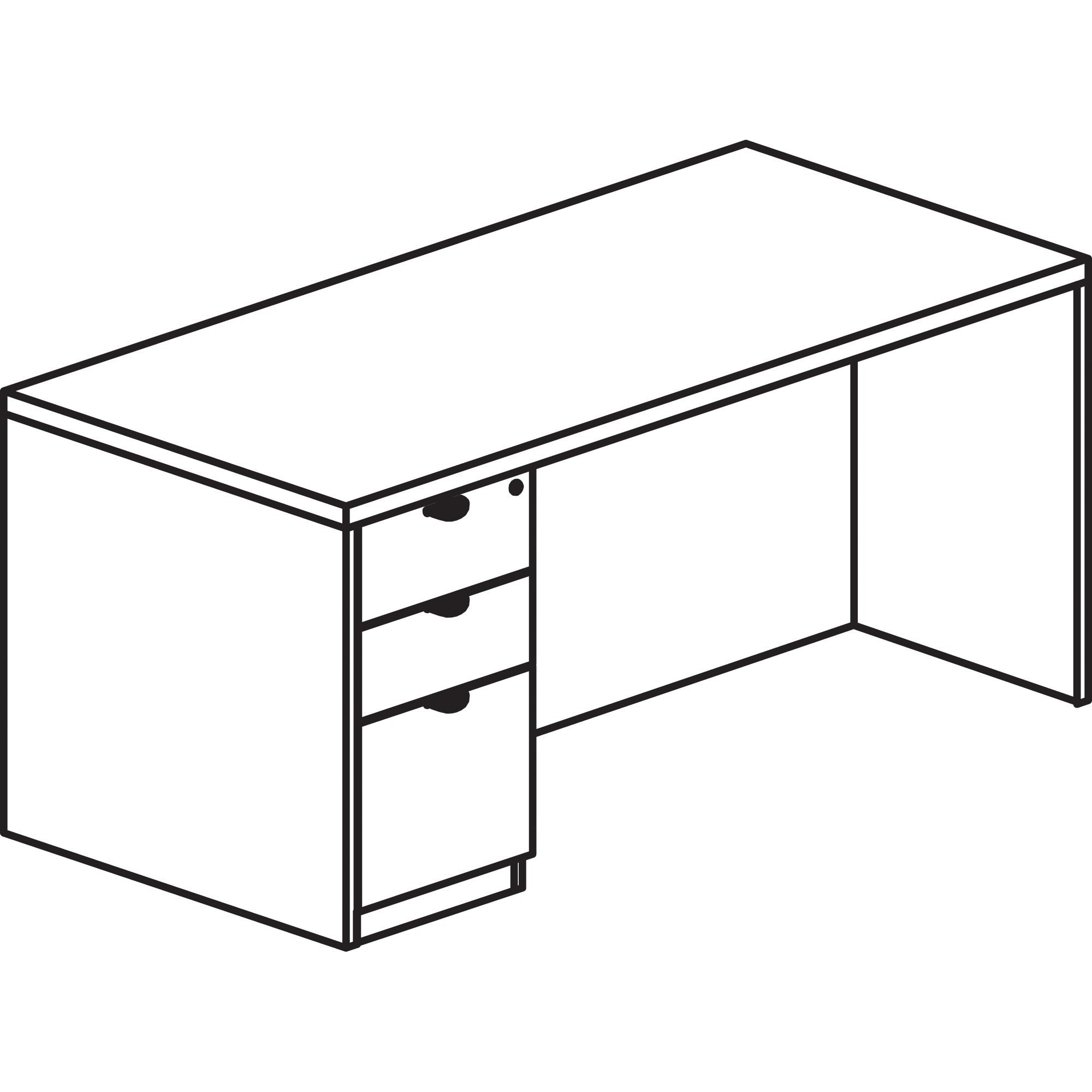 Lorell Prominence 2.0 Left-Pedestal Desk - 72" x 36"29" , 1" Top, 0.1" Edge - 3 x File, Box Drawer(s) - Single Pedestal on Left Side - Band Edge - Material: Particleboard - Finish: Thermofused Melamine (TFM)