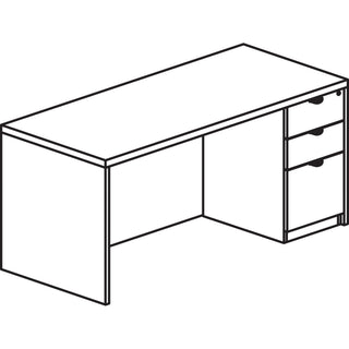 Lorell Prominence 2.0 Right-Pedestal Desk - 72" x 36"29" , 1" Top, 0.1" Edge - 3 x File, Box Drawer(s) - Single Pedestal on Right Side - Band Edge - Material: Particleboard - Finish: Thermofused Melamine (TFM)