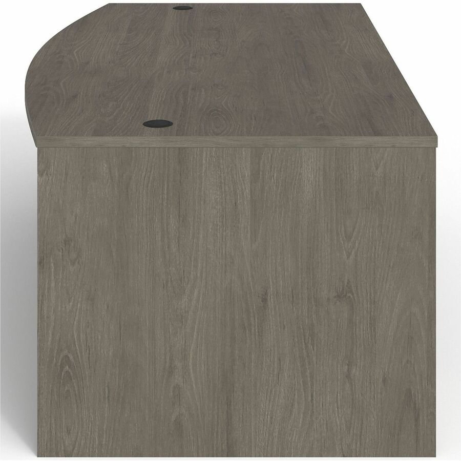 Lorell Prominence 2.0 Bowfront Double-Pedestal Desk - 72" x 42"29" , 1" Top, 0.1" Edge - 5 x File, Box Drawer(s) - Double Pedestal on Left/Right Side - Band Edge - Material: Particleboard - Finish: Gray Elm, Thermofused Melamine (TFM), Laminate