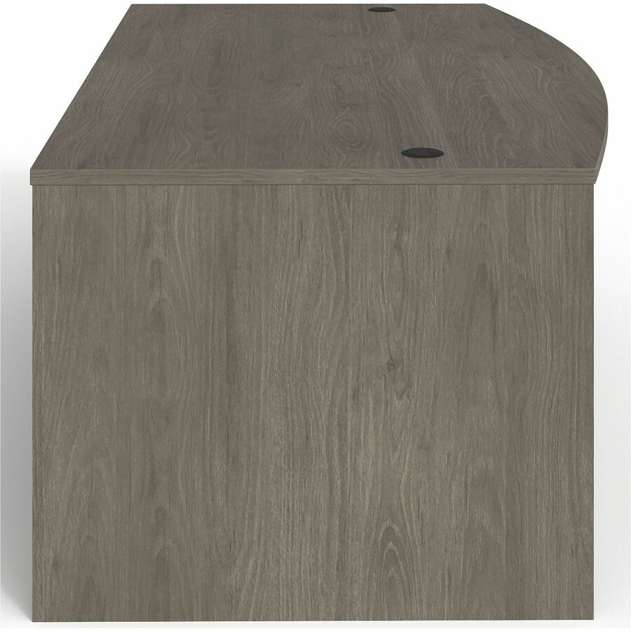 Lorell Prominence 2.0 Bowfront Double-Pedestal Desk - 72" x 42"29" , 1" Top, 0.1" Edge - 5 x File, Box Drawer(s) - Double Pedestal on Left/Right Side - Band Edge - Material: Particleboard - Finish: Gray Elm, Thermofused Melamine (TFM), Laminate