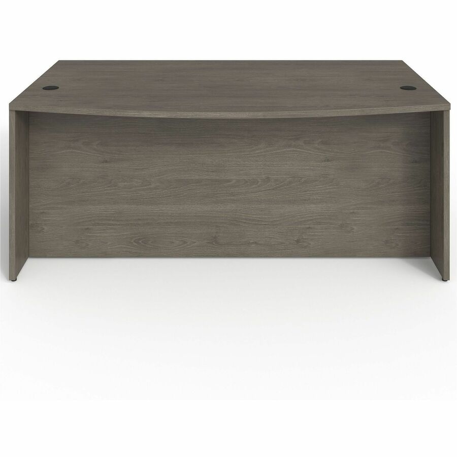 Lorell Prominence 2.0 Bowfront Left-Pedestal Desk - 72" x 42"29" , 1" Top, 0.1" Edge - 3 x File, Box Drawer(s) - Double Pedestal on Left Side - Band Edge - Material: Particleboard - Finish: Gray Elm, Thermofused Melamine (TFM), Laminate