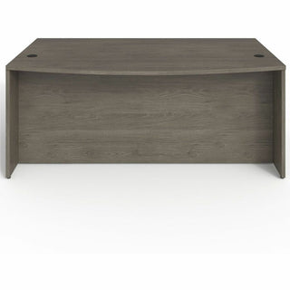 Lorell Prominence 2.0 Bowfront Left-Pedestal Desk - 72" x 42"29" , 1" Top, 0.1" Edge - 3 x File, Box Drawer(s) - Double Pedestal on Left Side - Band Edge - Material: Particleboard - Finish: Gray Elm, Thermofused Melamine (TFM), Laminate