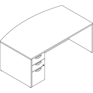 Lorell Prominence 2.0 Bowfront Left-Pedestal Desk - 72" x 42"29" , 1" Top, 0.1" Edge - 3 x File, Box Drawer(s) - Double Pedestal on Left Side - Band Edge - Material: Particleboard - Finish: Gray Elm, Thermofused Melamine (TFM), Laminate