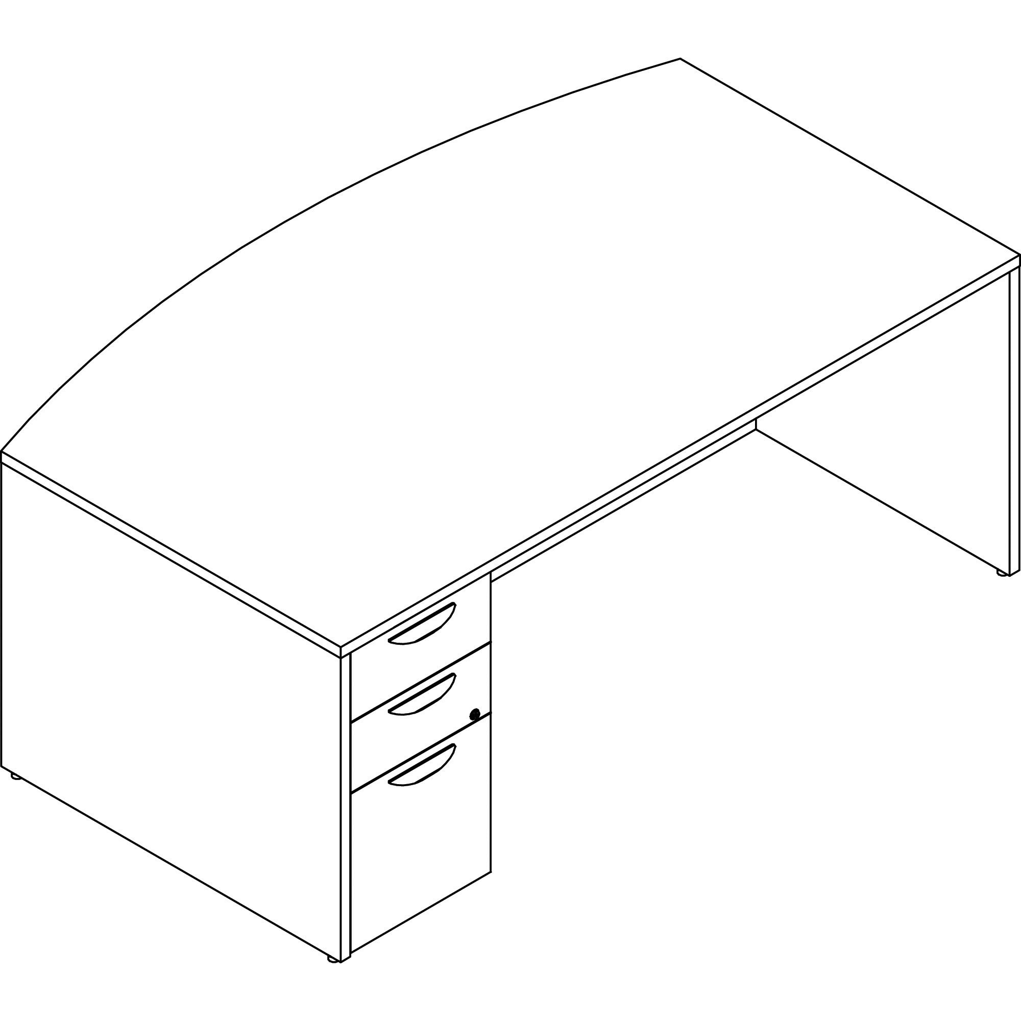 Lorell Prominence 2.0 Bowfront Left-Pedestal Desk - 72" x 42"29" , 1" Top, 0.1" Edge - 3 x File, Box Drawer(s) - Double Pedestal on Left Side - Band Edge - Material: Particleboard - Finish: Gray Elm, Thermofused Melamine (TFM), Laminate