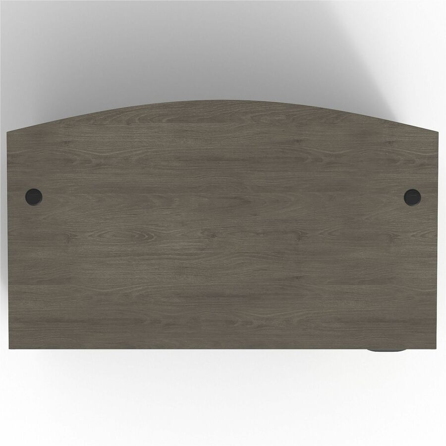 Lorell Prominence 2.0 Bowfront Left-Pedestal Desk - 72" x 42"29" , 1" Top, 0.1" Edge - 3 x File, Box Drawer(s) - Double Pedestal on Left Side - Band Edge - Material: Particleboard - Finish: Gray Elm, Thermofused Melamine (TFM), Laminate