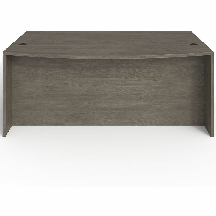 Lorell Prominence 2.0 Bowfront Right-Pedestal Desk - 72" x 42"29" , 1" Top, 0.1" Edge - 3 x File, Box Drawer(s) - Double Pedestal on Right Side - Band Edge - Material: Particleboard - Finish: Gray Elm, Thermofused Melamine (TFM), Laminate