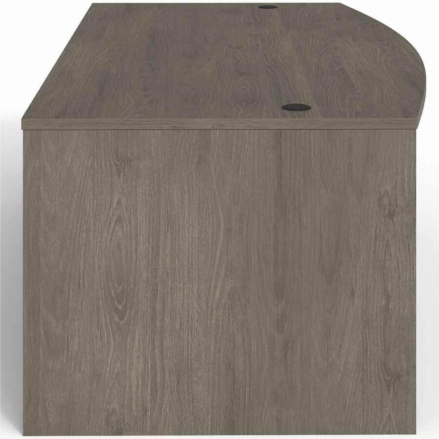 Lorell Prominence 2.0 Bowfront Right-Pedestal Desk - 72" x 42"29" , 1" Top, 0.1" Edge - 3 x File, Box Drawer(s) - Double Pedestal on Right Side - Band Edge - Material: Particleboard - Finish: Gray Elm, Thermofused Melamine (TFM), Laminate