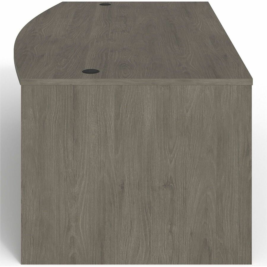 Lorell Prominence 2.0 Bowfront Right-Pedestal Desk - 72" x 42"29" , 1" Top, 0.1" Edge - 3 x File, Box Drawer(s) - Double Pedestal on Right Side - Band Edge - Material: Particleboard - Finish: Gray Elm, Thermofused Melamine (TFM), Laminate