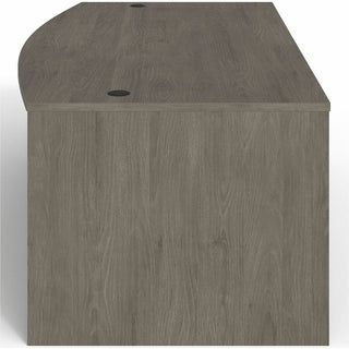 Lorell Prominence 2.0 Bowfront Right-Pedestal Desk - 72" x 42"29" , 1" Top, 0.1" Edge - 3 x File, Box Drawer(s) - Double Pedestal on Right Side - Band Edge - Material: Particleboard - Finish: Gray Elm, Thermofused Melamine (TFM), Laminate