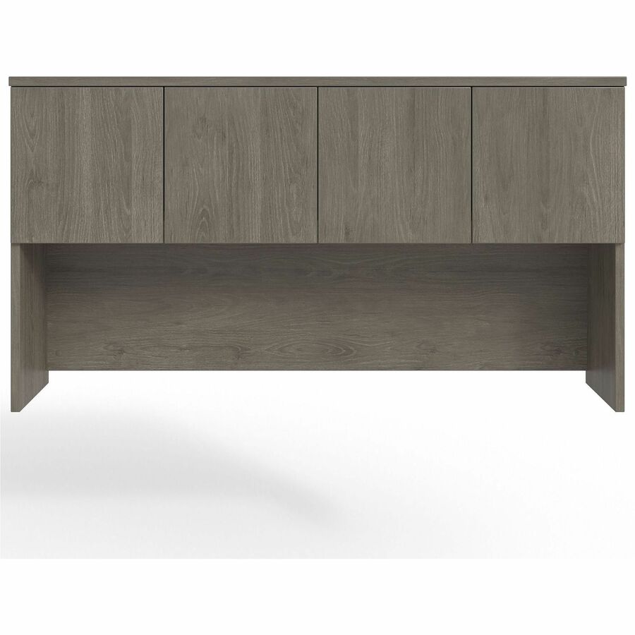 Lorell Prominence 2.0 Hutch - 66" x 16"39" - 4 Door(s) - Material: Particleboard - Finish: Gray Elm, Thermofused Melamine (TFM), Laminate