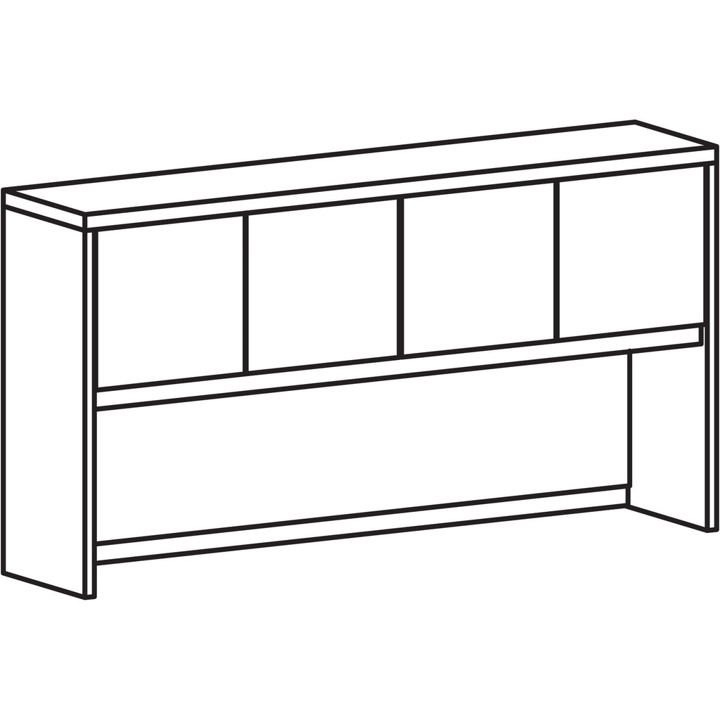 Lorell Prominence 2.0 Hutch - 72" x 16"39" - 4 Door(s) - Material: Particleboard - Finish: Gray Elm, Thermofused Melamine (TFM), Laminate - 1