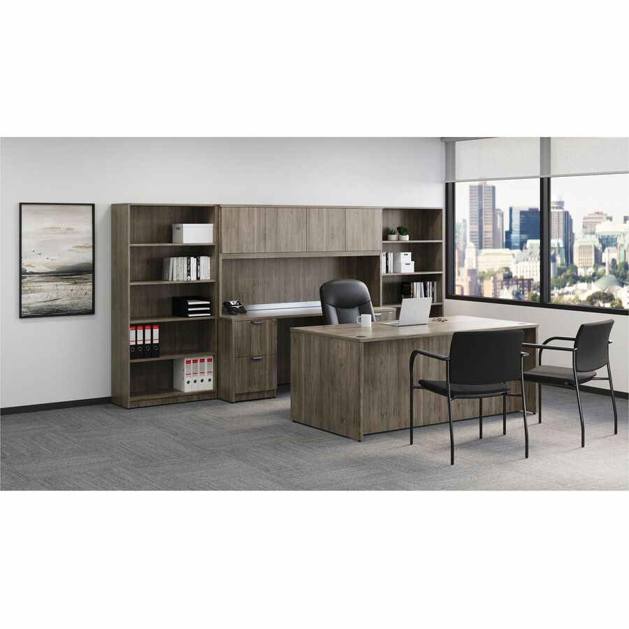 Lorell Prominence 2.0 Hutch - 72" x 16"39" - 4 Door(s) - Material: Particleboard - Finish: Gray Elm, Thermofused Melamine (TFM), Laminate - 4