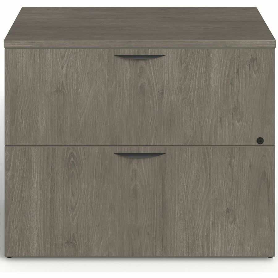 Lorell Prominence 2.0 Lateral File - 36" x 22"29" , 1" Top, 0.1" Edge - 2 x File Drawer(s) - Band Edge - Material: Laminate - Finish: Gray Elm