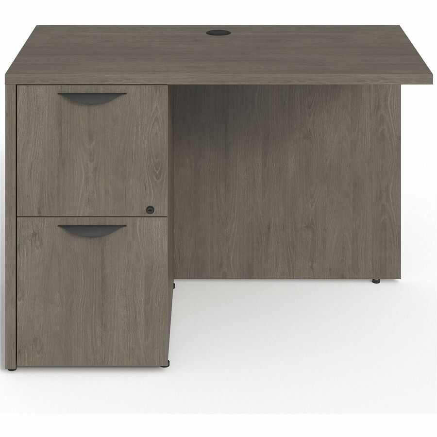 Lorell Prominence 2.0 Left Return - 42" x 24"29" , 1" Top, 0.1" Edge - 2 x File Drawer(s) - Band Edge - Material: Particleboard - Finish: Gray Elm, Thermofused Melamine (TFM), Laminate