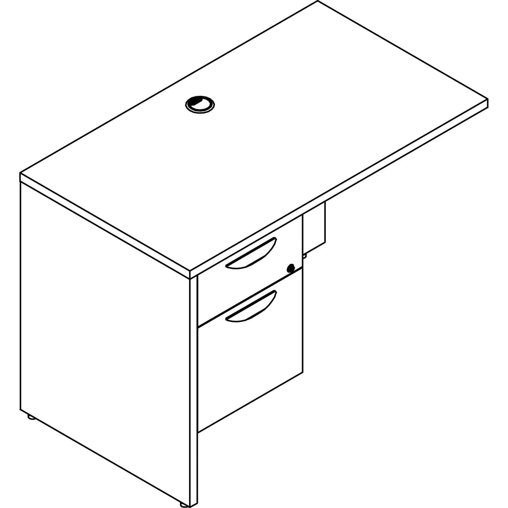 Lorell Prominence 2.0 Left Return - 42" x 24"29" , 1" Top, 0.1" Edge - 2 x File, Box Drawer(s) - Single Pedestal on Left Side - Band Edge - Material: Particleboard - Finish: Gray Elm, Thermofused Melamine (TFM), Laminate