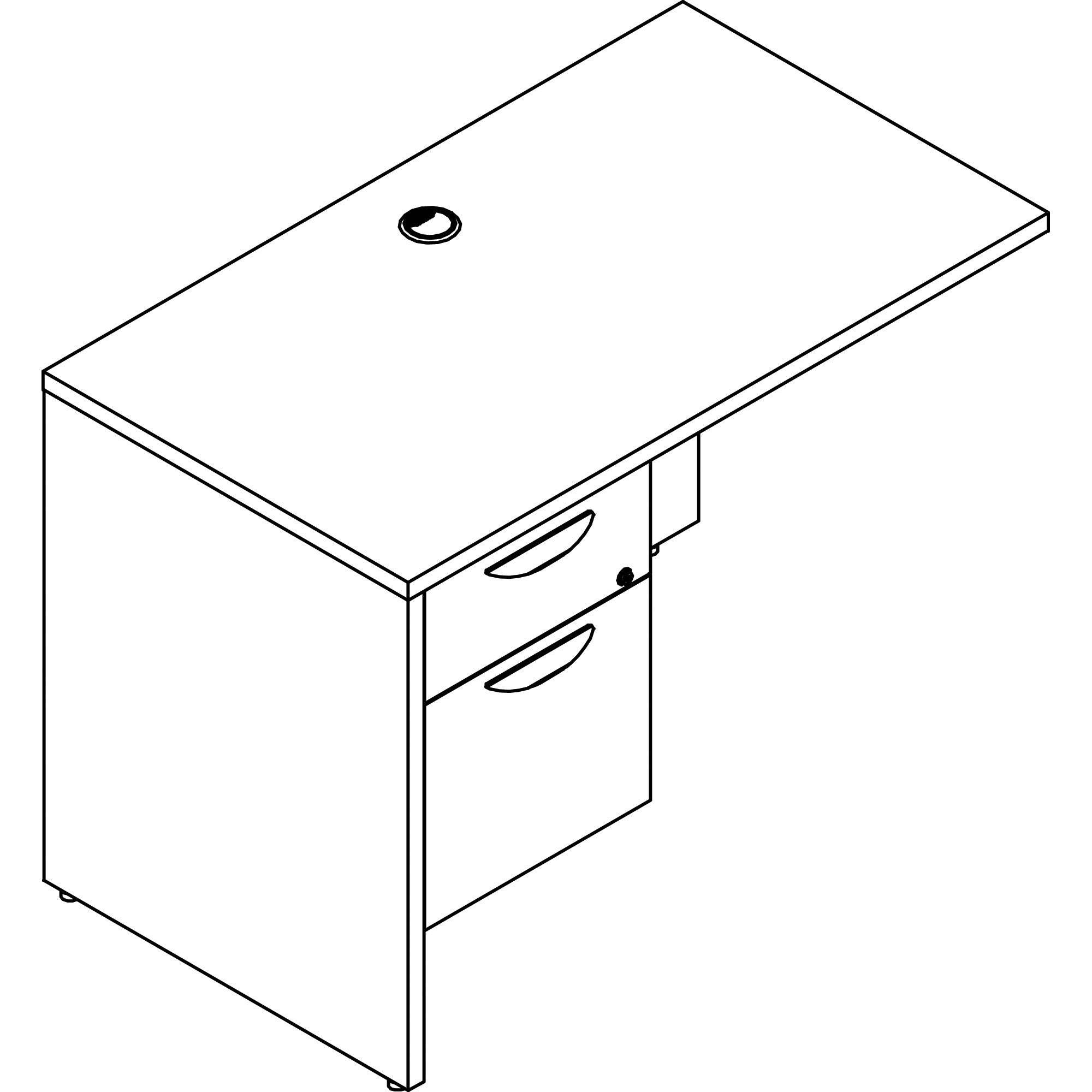 Lorell Prominence 2.0 Left Return - 42" x 24"29" , 1" Top, 0.1" Edge - 2 x File, Box Drawer(s) - Single Pedestal on Left Side - Band Edge - Material: Particleboard - Finish: Gray Elm, Thermofused Melamine (TFM), Laminate